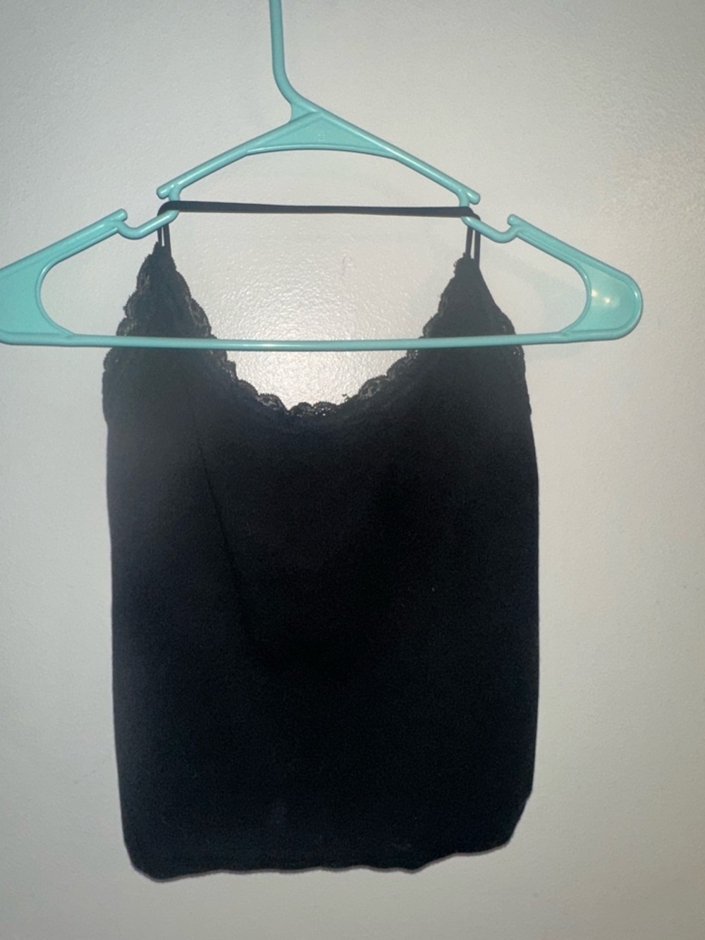 American Eagle Outfitters Strappy Black Lace-Trim Cropped Tank Top